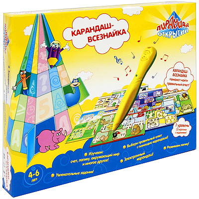 Электронная игра "Карандаш-всезнайка" карандаш, 32 карточки с заданиями инфо 850b.
