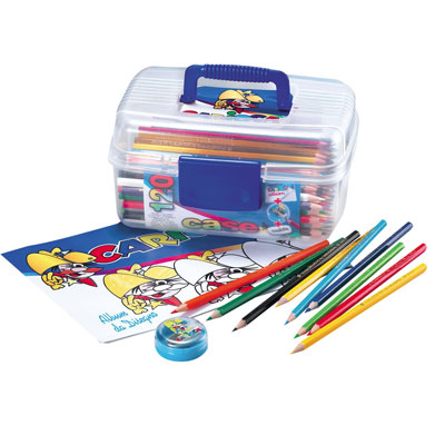 Набор для рисования "Carioca Pencils Case", 123 предмета цветных карандашей, раскраска, точилка, ластик инфо 870b.