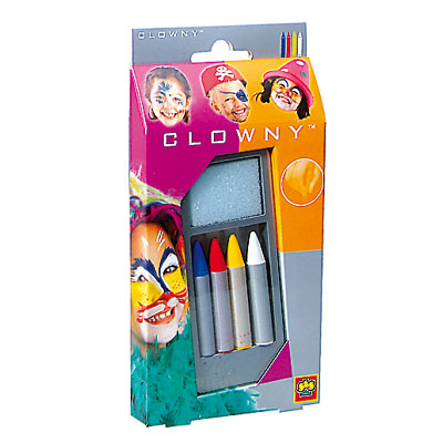 Набор восковых мелков для лица "Clowny", 4 шт Состав 4 восковых мелка, губка инфо 1176b.