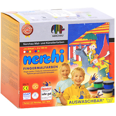 Краски для рисования пальцами "Nerchi", 6 цветов 7,5 см Состав 6 красок инфо 1229b.