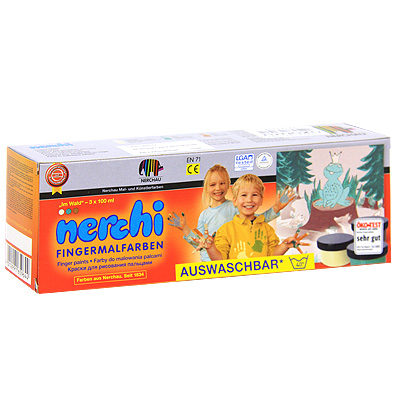 Краски для рисования пальцами "Nerchi", 3 цвета 4,5 см Состав 3 краски инфо 1231b.