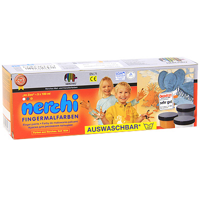 Краски для рисования пальцами "Nerchi", 3 цвета 129032 4,5 см Состав 3 краски инфо 1232b.