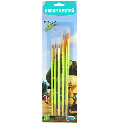 Набор кистей для рисования BOOM "Shrek", 5 шт 1 см Состав 5 кистей инфо 1304b.