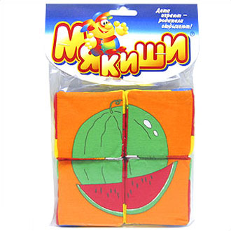 Кубики-мякиши "Овощи-фрукты", 4 шт 7 см Состав 4 кубика инфо 5362e.