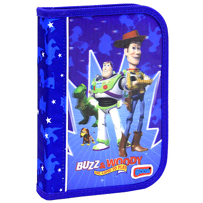 Пенал одностворчатый BOOM "Buzz & Woody" с наполнением, 15 предметов ластик, точилка, шариковая ручка, ножницы инфо 5845e.