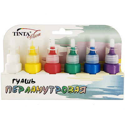 Гуашь перламутровая "Tinta Viva", 6 цветов Состав 6 флаконов с красками инфо 5972e.