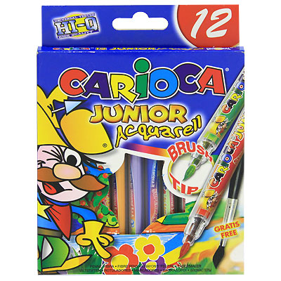 Фломастеры "Carioca Junior Acquarell", 12 цветов см Состав 12 фломастеров, кисточка инфо 6148e.