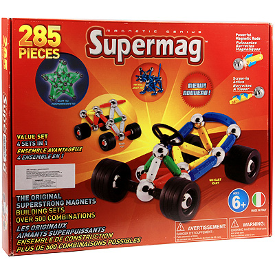 Набор магнитных конструкторов "Supermag", 4 в 1 см Состав 285 элементов набора инфо 6407e.