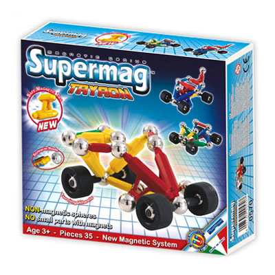 Магнитный конструктор "Supermag: Tryron", 35 элементов (цвет упаковки: голубой) см Состав 35 элементов конструктора инфо 6428e.