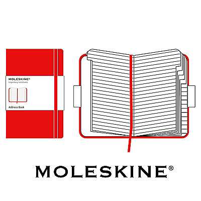 Записная книжка Moleskine, "Classic" (с алфавитом, A-Z), Large, красная оказывается в руках людей неординарных инфо 403a.